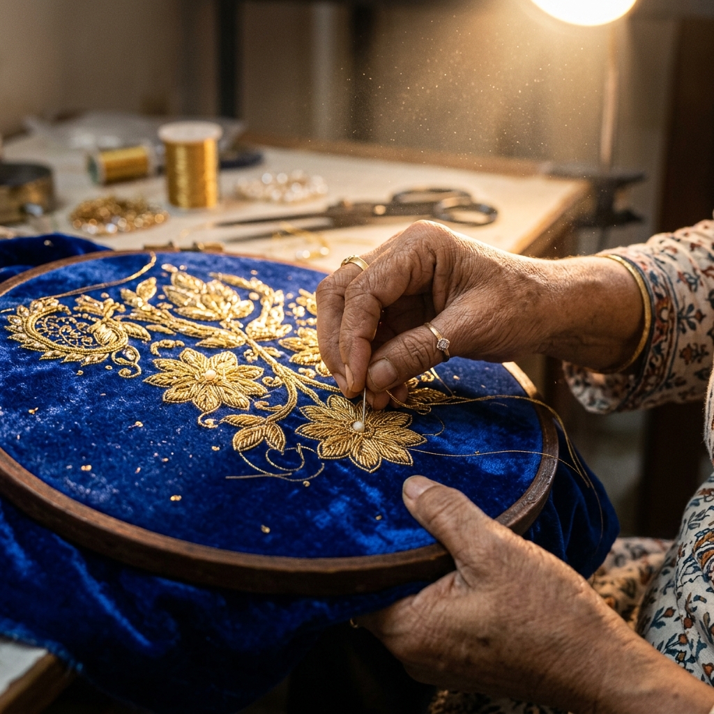 Embroidery detail hands